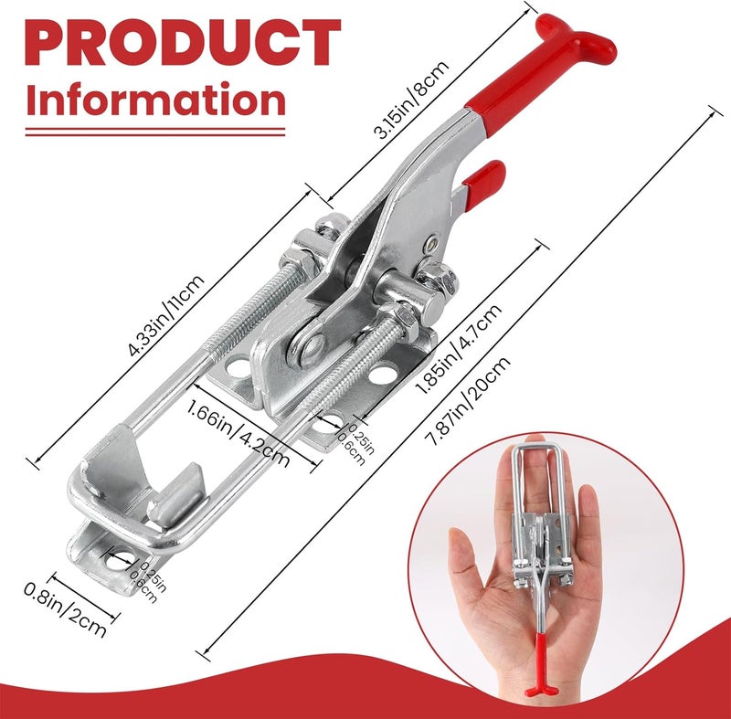 ALISWAT 8 Pack Heavy Duty Toggle Clamp Latches 431 Type, 2000Lbs Holding Capacity Adjustable Latch U Bolt Self Lock Toggle Latch Smoker Lid Latch for Tire Carrier Latch Trailer Latch Door Latch Hardware - Image 2